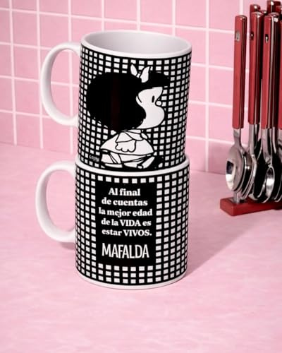 Funky Gift Taza de Cerámica Mafalda Perfil – 350ml, Apta Lavavajillas y Microondas, Licencia Oficial