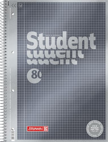 BRUNNEN Collegeblock Premium Student | A4, Lineatur 22, 80 Blatt, anthrazit