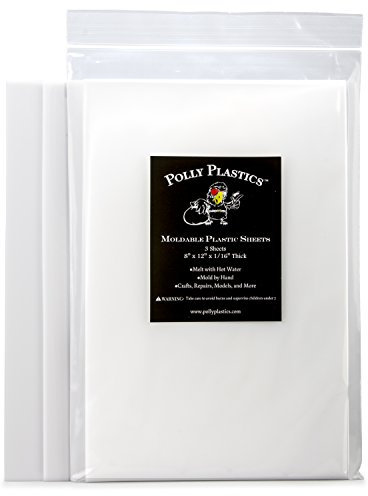 Polly Plastics Hitzeformbare Kunststoffbögen, 20,3 x 30,5 x 0,6 cm, hergestellt in den USA, für Cosplay, Handwerk und Kunstprojekte, lackierbar (3 Blatt)