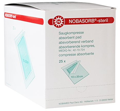 NOBASORB©-steril Saugkompresse, Größen:10cmx20cm - 25 Stück