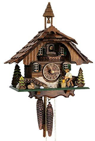 CLOCKVILLA HETTICH-UHREN Kuckucksuhr mechanisch Original Schwarzwälder beweglicher Holzhacker 1 Tag-Werk