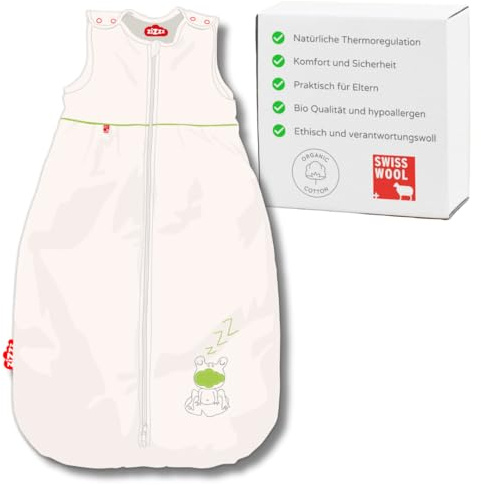 zizzz 4 Jahreszeiten Kinderschlafsack in 3 Größen & vielen süßen Designs - Atmungsaktiver Schlafsack für einen erholsamen Schlaf 90cm (6-24 M), Frog