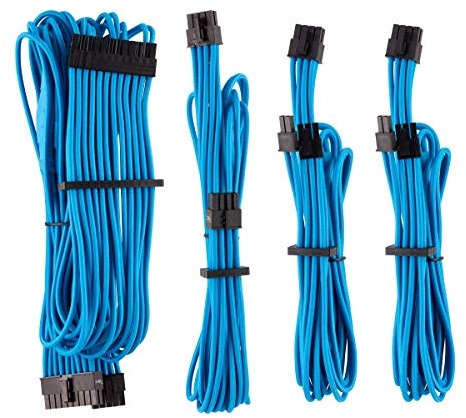 Corsair Premium Sleeved Netzteil Starter-Kabel-Set Typ4 (Generation 4-Serie) Blau
