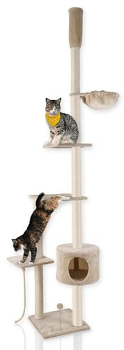 Lycce Katzenbaum Tower Kratzbaum deckenhoch Sisal Plüsch beige 230-260cm