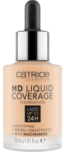 Catrice HD Liquid Coverage Foundation, Nr. 005, Nude, langanhaltend, mattierend, matt, für unreine Haut, vegan, ölfrei, wasserfest, ohne Alkohol, 1er Pack (30ml)