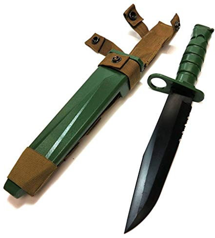 Airsoft Spare Parts CYMA Soft Rubber Plastic Caoutchouc Souple en Plastique M10 Couteau (Non-Sharp Fake Knife) (Faux Couteau Non Tranchant) with Sheath avec Gaine Olive Drab OD
