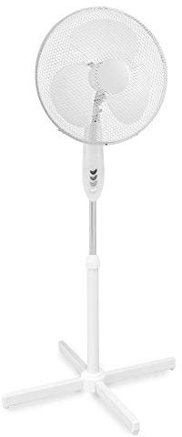 Easymate - Ventilateur sur pied, Blanc, 3 vitesses de ventilation, L'oscillation de la tête du ventilateur est de 90° - 330804