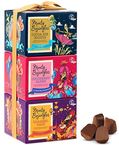 Monty Bojangles Vegan Cocoa Dusted Chocolate Truffles Gift Tower (3x100g)-3 Different Flavours Luxury Chocolatey Gift Set, Award Winning Truffles, Chocolate Box With Bespoke Design