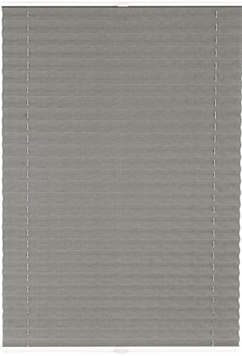 ondeco Plissee auf Maß Thermo für Fenster innen, Montage in Glasleiste mit Spannschuh, Sonnenschutz-Rollo, lichtschutz und Blickdicht, komplette Verdunkelung Hellgrau B: 81-90 cm, H: 101-150 cm