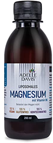 Adelle Davis® Liposomales Magnesium 200 mg + Vitamin B6 Flüssig — 200 ml Magnesium Hochdosiert — Muskeln, Nerven & Gegen Müdigkeit — Magnesiumcitrat Hohe Bioverfügbarkeit — Vegan, Glutenfrei