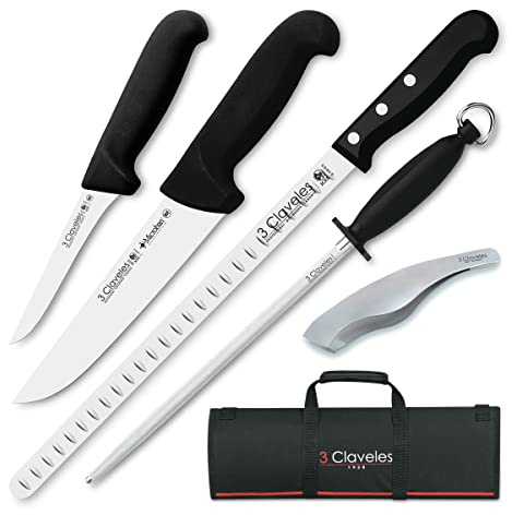 Juego de Cuchillos Profesionales Selección Master Chef, Jamonero Alveolado 29 cm y Accesorios (MASTER2)
