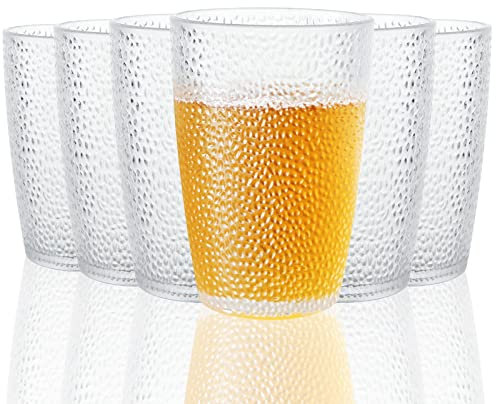 SENENQU 6PCS Plastic Drinking Glasses Set, 350ml / 12oz Unbreakable Glass Tumblers, Stackable Reusable Tumbler Cups Juice Water Glasses for Home Outdoor Picnic Camping Party | BPA-Free