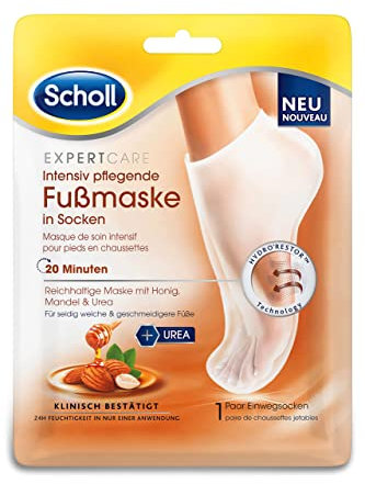 Scholl Expertcare intensiv pflegende Fußmaske in Socken mit Honig und Mandel – 1 Paar Einwegsocken