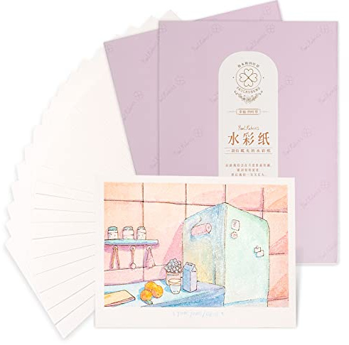 2 Pack Paul Rubens Artist Watercolor Paper, Hand-Made Paper Hot Press 100% Cotton Rag with Glitter Sparkling Effect, Acid-Free Paper 140lb/300gsm, 7.67x 5.31 for Wet & Dry Mixed Media, 20 Sheets*2