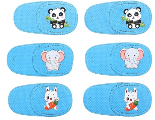 6 PièCes Patch Yeux Reutilisable Cache-Oeil Pour Lunettes Enfants, Patch Oculaire RéUtilisable Pour Amblyopie, Strabisme, Paresseux, Taille 10,5x5cm, Confortable Et Doux, Motifs Animaux