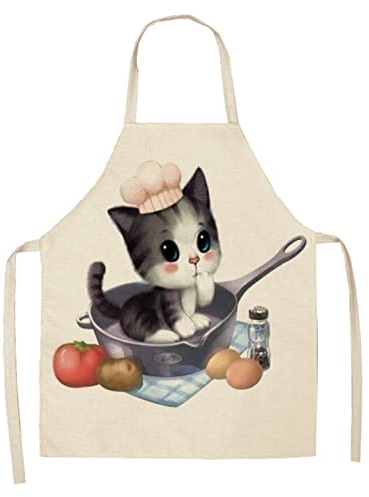 Gaf Nuncew Bufanda de cocina, delantal de gatito lindo y duradero, cocina ideal, horneado,jardinería， delantal de barbacoa