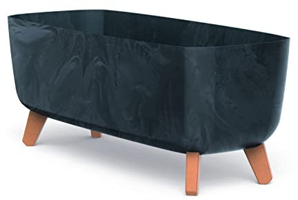 URBNLIVING Large Rectangle Low Concrete Look Planter Flower Plant Pot Indoor Outdoor Garden Decor Legs (Anthracite)