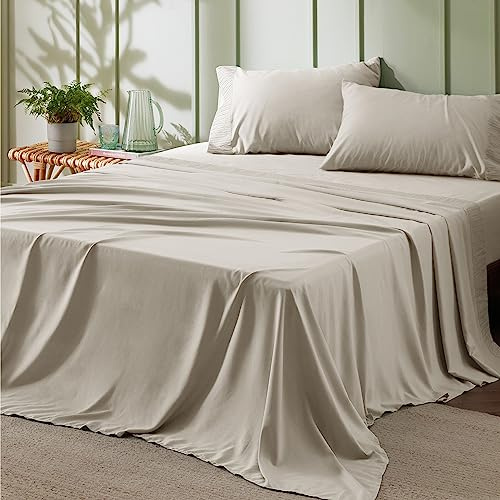 Bedsure King Size Sheets Set - 4 Pieces Soft King Sheets - Breathable & Cooling - Hotel Luxury - Easy Care Polyester Microfiber Bedding for Women, Men, Linen