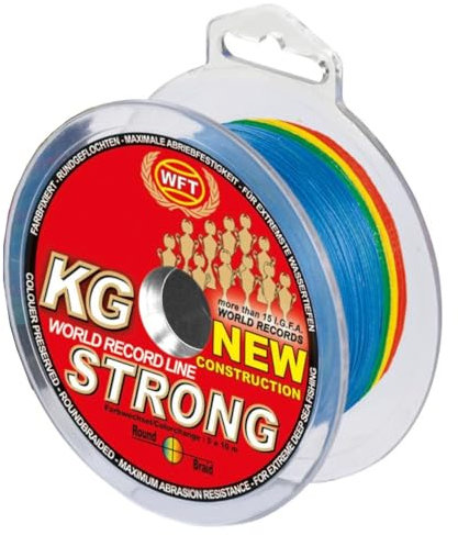 WFT 0,64mm 109kg Strong Multicolor - 600m geflochtene Angelschnur, Geflechtschnur zum Meeresangeln, Schnur
