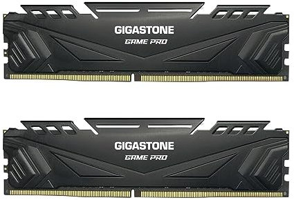 【DDR4 RAM】 GIGASTONE Game PRO 16GB Kit(2x8GB) DDR4 3200MHz PC4-25600 CL16-18-18-40 Intel XMP 2.0 AMD Ryzen 1.35V UDIMM 288Pin Nicht-ECC ungepuffert Desktop Hochleistung Arbeitsspeicher-Black