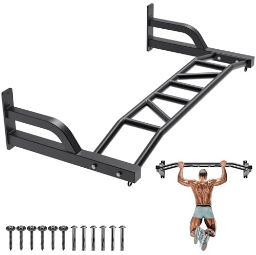 SELEWARE 48'' Hochleistungs-Klimmzugstange zur Wandmontage, multifunktionale Klimmzugstange mit Kabelzugsystem für das Heim-Fitnessstudio, LAT-Pulldown-Trainingsaufsätze, Aufhänger für schwere Taschen