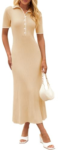 Merokeety Women's Womens Summer Ribbed Work Bodycon Maxi Dress Womens Summer Ribbed Work Bodycon Maxi Dress