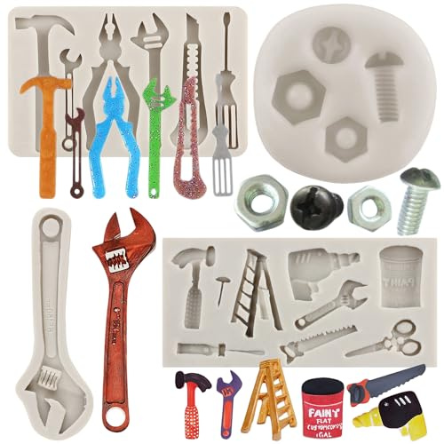MYPRACS Handwerkzeuge Fondantformen Konstruktionswerkzeug Formen 4er Set | Schokolade Cookie Cupcake Dekorieren Cupcake Topper Süßigkeiten Schokolade Gummi Paste