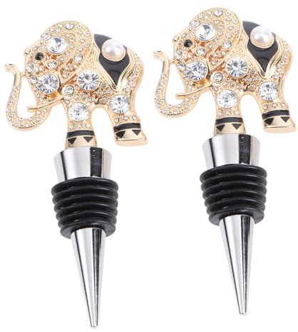 MAGICLULU 2st Elephant Wein Korken Strass Weinflaschenverschlüsse Legierung Weinstopfen Weinverschluss Set Weinflaschenverschluss Metall Neujahr Weinflasche Stoppers Vakuum Geschenk Plastik