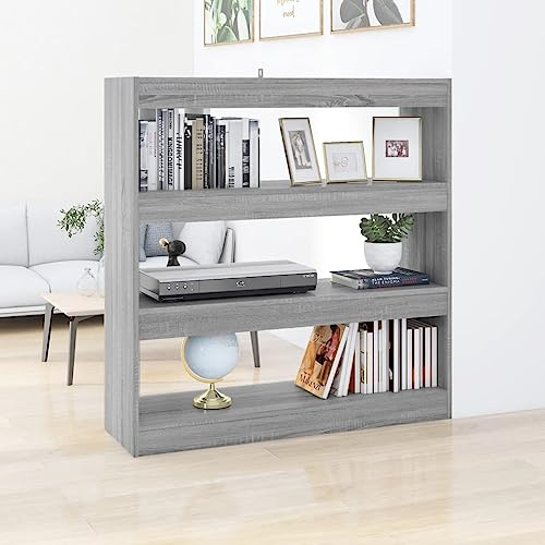 CKioict Eckvitrine Modernes Standregal Wohnzimmermöbel Bücherregal/Raumteiler Grau Sonoma 100×30×103 cmfür Wohnzimmer, Schlafzimmer, Büro