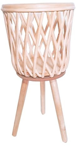 Ghjkldha Rattankorb Pflanze, Indoor Rattan Pflanzenständer, Pflanztöpfe Outdoor Trog Pflanzgefäß Stabiler Rattan Pflanztopf mit Beinen, Boho Display Boden Blumentopf Korb Pflanzgefäß für Wohnzimmer