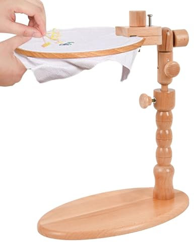 Nadelspitzenständer, Stickständer für Handarbeit - Tisch-Stickrahmenständer aus Buchenholz | Needlepoint Supplies Stickrahmenständer, drehbarer Handarbeitsständer, Schreibtischklemme für Anfänger und