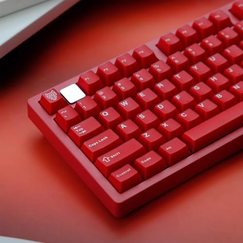 114 Keys Translucent Red Keycaps Cherry Profile Doubleshot Keycaps Set Fit for 60% 65% 75% Cherry Mx Switches Mechanical Keyboards Alice Keyboard