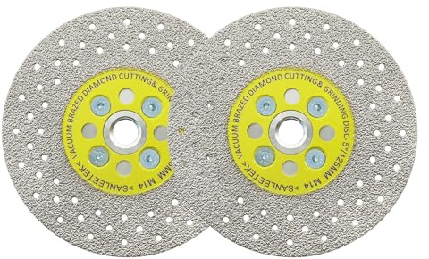 Disque Diamant 125mm 2pcs Double Face Coupe et Meulage Lame Scie Brasé Sous Vide pour Marbre Granit Béton Porcelaine Carrelage M14 Filetage SANLEETEK