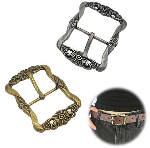 CHENNAN 2 Stück Trachten schnalle Gürtelschnallen Antik Gürtelschnallen Set Gürtelschnalle Lines 34mm Vintage Taillengürtelschnalle Gürtelschnalle für Trachtenhosen für Männer und Frauen (A)