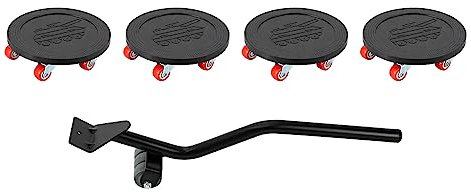 Möbel Transportroller Set, Rund Möbeltransportrollen mit Verlängerungsstange, 4 Möbelroller mit 6 Rollen, 360° Schwerlastrollen, Max. 500kg, für Transport von Möbeln