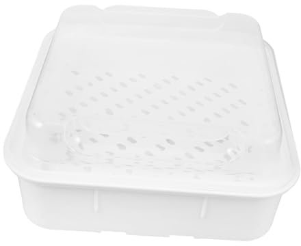 Zerodeko Vaporera Cuadrada para Microondas Doble Capa Plástico Seguro para Cocinar Verduras al Vapor Alimentos Saludables Utensilios Cocina Microondas Hogar 1 Unidad
