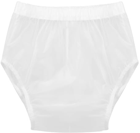 renvena Fundas para pañales para adultos, mujeres, hombres, incontinencia, calzoncillos lavables, impermeables, pantalones de pañales, ropa interior a prueba de fugas, color blanco mate, L