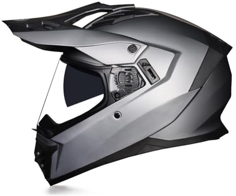 Caschi da moto fuoristrada con doppia visiera per adulti uomini donne Casco da motocross adatto Mountain bike Downhill ATV MotoXL/61-62cm
