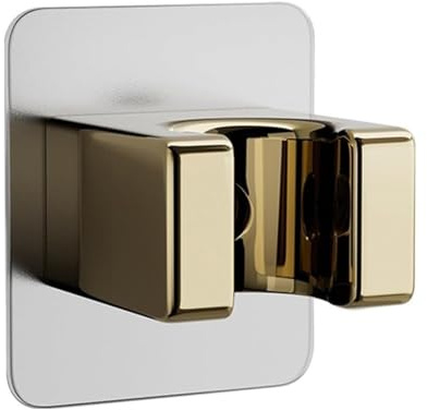 Soporte adhesivo para cabezal de ducha, sin taladro, manguera de 1,27 cm, universal, sin costuras, repuesto para accesorios de baño (dorado)