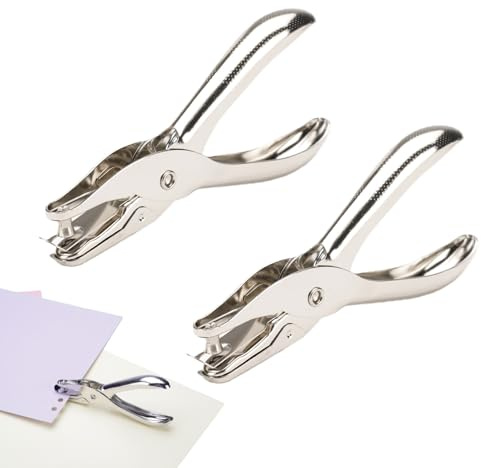 2PCS Perforadora de Papel 1 Agujero, Acero Inoxidable Perforadora Un Solo Agujero, Portátil Troqueladora Papel Diámetros 3 y 6 MM Para Tarjetas Etiquetas y Scrapbooking Oficina y Escuela