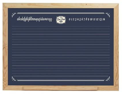 cavernedesjouets Grand Tableau Noir Mural ecolier 88x66cm Face Craie Ardoise XXL - Cadre et plumier en Bois - Set Jeu Dessin Enfant + 1 Carte Tigre