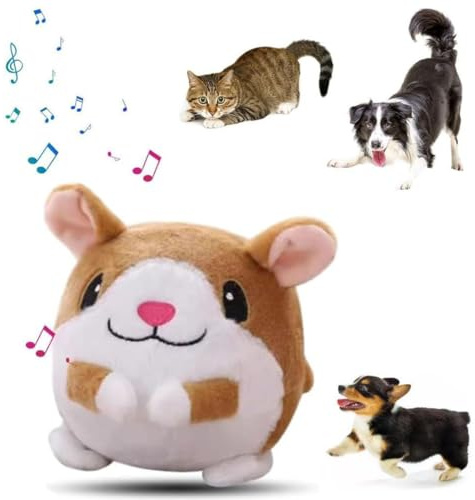 Interaktives Hundespielzeug, 2026 Neu Active Moving Pet Plush Toy, Bewegendes Hundespielzeug Ball Bissfest Aktives Bewegendes Haustier Plüschspielzeug Elektrisch für Haustier Training (Hamster)