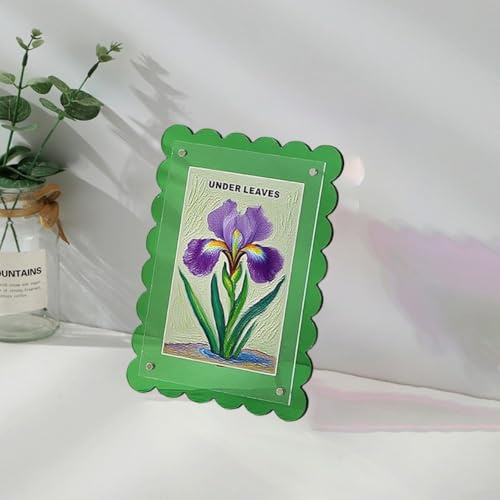 Neonfarbener schwimmender Acrylrahmen, 10,2 x 15,2 cm, für Fotos mit Licht, verbessert die Transparenz, geeignet für verschiedene Räume (grün)