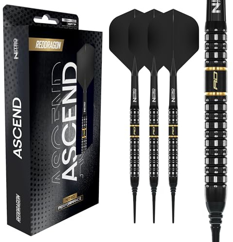 RED DRAGON Darts - Ascend Serie - 90% Tungsten Profi Dartpfeile - Nitro Flite Integrierter Flug/Schaft | Dartpfeile Steeldarts 20g, 22g, 23g, 24g & 25g