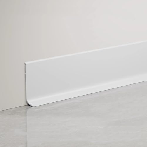 4 zócalos de aluminio de 8 cm de altura y 125 cm de longitud, molduras de metal blanco mate para decoración del hogar