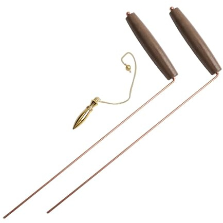 Set di 2 pezzi in puro rame metal detector per la ricerca di acqua, oro e tesori, con canna da rabbocco con manici in legno