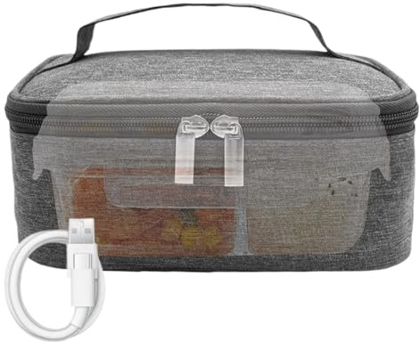 Calentador de lonchera USB, eléctrica para calentar alimentos para adultos con 3 niveles de temperatura, construcción de papel de aluminio con diseño portátil ligero para el trabajo en el coche