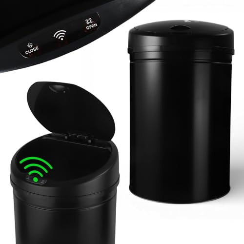 Allyson® Sensor Mülleimer Küche 30L, geruchsdicht, Edelstahl, Schwarz