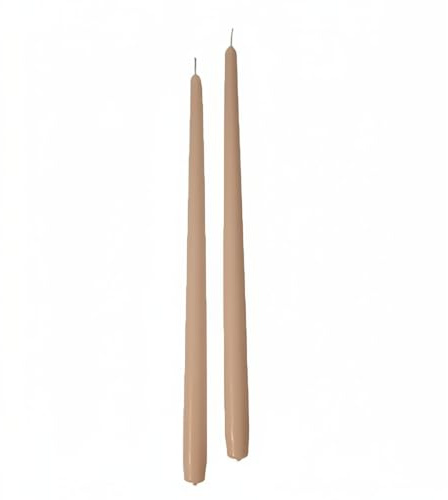 Cereria di Giorgio Risthò Konische Kerzen für Kerzenhalter, Paraffinwachs, Taupe, 2,2 cm, 6 Stück
