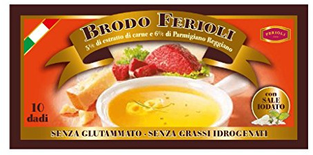 Ferioli - Brodo Estratto di Carne 5% Senza Glutammato e Senza Grassi Idrogenati 10 Cubi - Astuccio 110G - [confezione da 6]